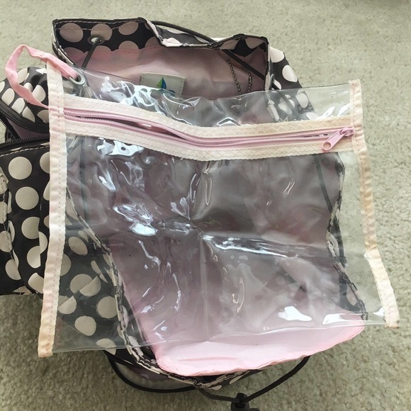 Kalencom Backpack Heavenly Polka Dots Chocolate Brown Pink Girls Diaper Bag Pack - Picture 8 of 12